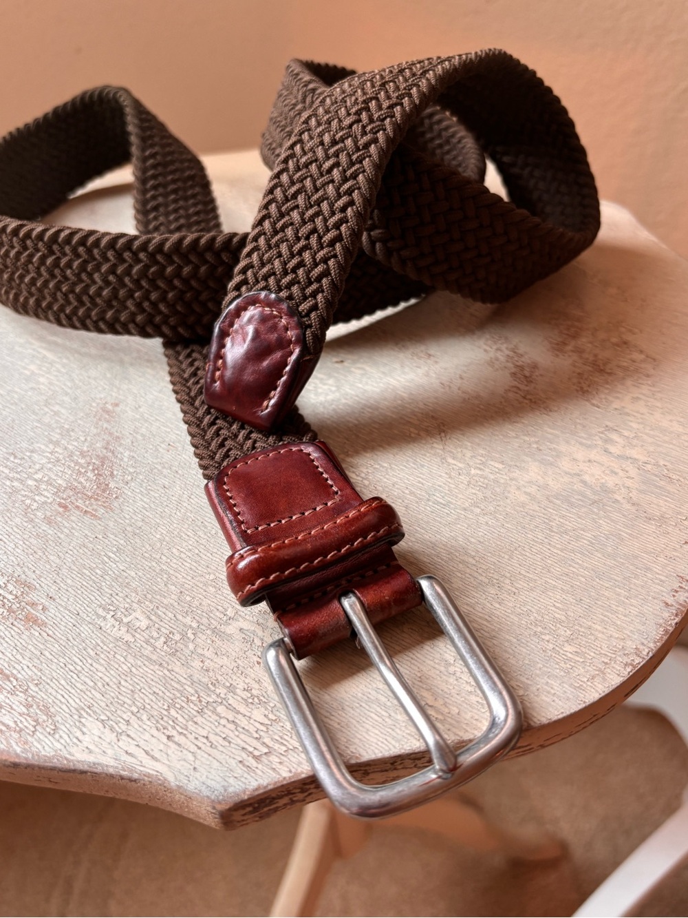 Eddie Bauer Woven Men's Belt with Leather Trim